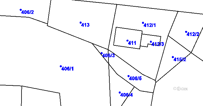 Parcela st. 406/3 v KÚ Suchdol nad Lužnicí, Katastrální mapa