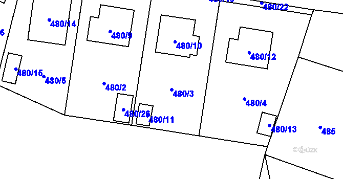 Parcela st. 480/3 v KÚ Suchdol nad Lužnicí, Katastrální mapa