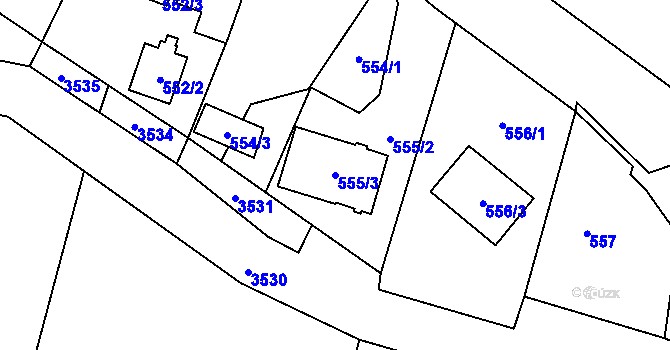 Parcela st. 555/3 v KÚ Suchdol nad Lužnicí, Katastrální mapa