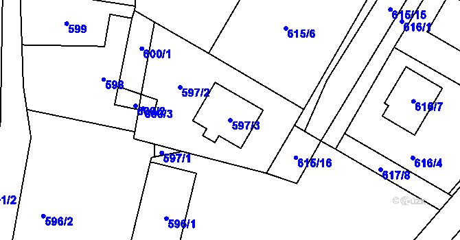 Parcela st. 597/3 v KÚ Suchdol nad Lužnicí, Katastrální mapa