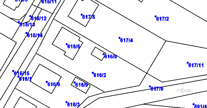 Parcela st. 616/8 v KÚ Suchdol nad Lužnicí, Katastrální mapa
