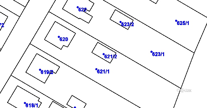 Parcela st. 621/2 v KÚ Suchdol nad Lužnicí, Katastrální mapa