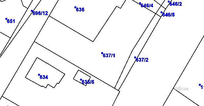 Parcela st. 637/1 v KÚ Suchdol nad Lužnicí, Katastrální mapa