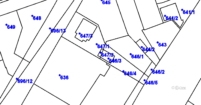 Parcela st. 647/2 v KÚ Suchdol nad Lužnicí, Katastrální mapa