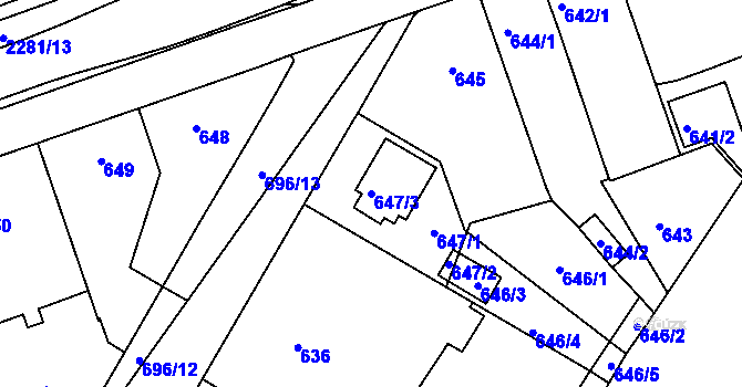 Parcela st. 647/3 v KÚ Suchdol nad Lužnicí, Katastrální mapa