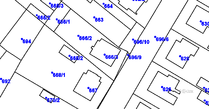 Parcela st. 666/3 v KÚ Suchdol nad Lužnicí, Katastrální mapa