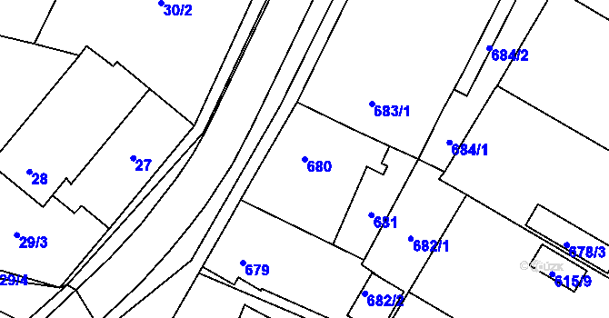 Parcela st. 680 v KÚ Suchdol nad Lužnicí, Katastrální mapa