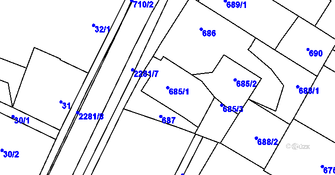 Parcela st. 685/1 v KÚ Suchdol nad Lužnicí, Katastrální mapa
