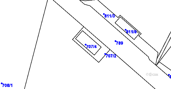 Parcela st. 707/4 v KÚ Suchdol nad Lužnicí, Katastrální mapa