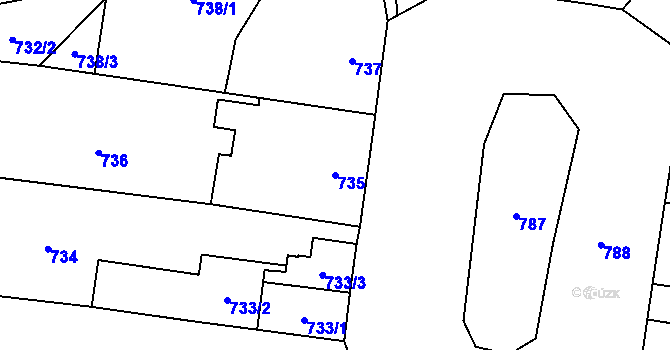 Parcela st. 735 v KÚ Suchdol nad Lužnicí, Katastrální mapa