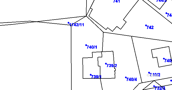 Parcela st. 740/1 v KÚ Suchdol nad Lužnicí, Katastrální mapa