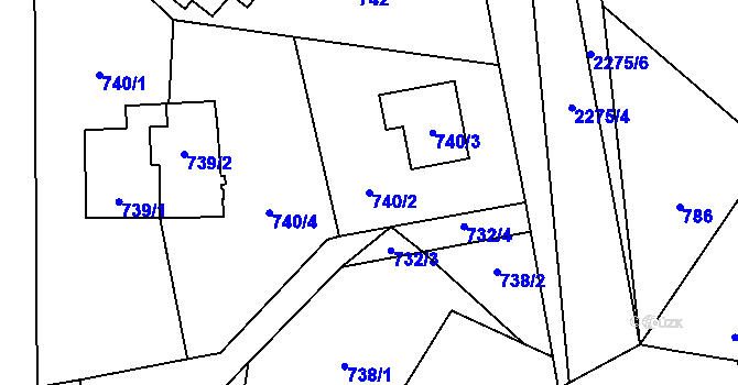 Parcela st. 740/2 v KÚ Suchdol nad Lužnicí, Katastrální mapa