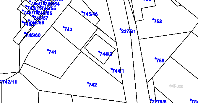 Parcela st. 744/2 v KÚ Suchdol nad Lužnicí, Katastrální mapa