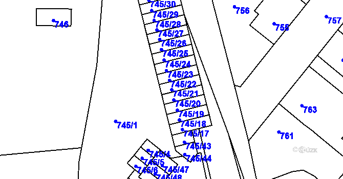 Parcela st. 745/21 v KÚ Suchdol nad Lužnicí, Katastrální mapa