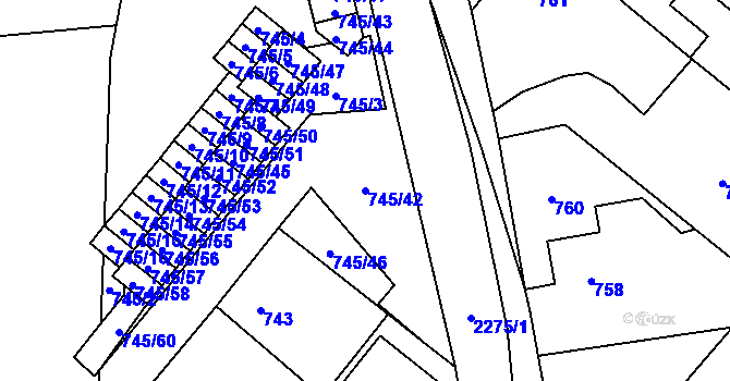 Parcela st. 745/42 v KÚ Suchdol nad Lužnicí, Katastrální mapa