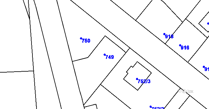 Parcela st. 749 v KÚ Suchdol nad Lužnicí, Katastrální mapa