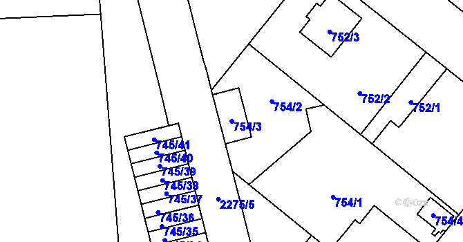 Parcela st. 754/3 v KÚ Suchdol nad Lužnicí, Katastrální mapa