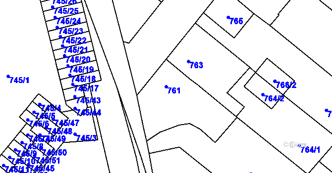 Parcela st. 761 v KÚ Suchdol nad Lužnicí, Katastrální mapa
