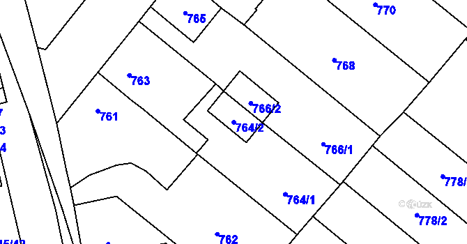 Parcela st. 764/2 v KÚ Suchdol nad Lužnicí, Katastrální mapa