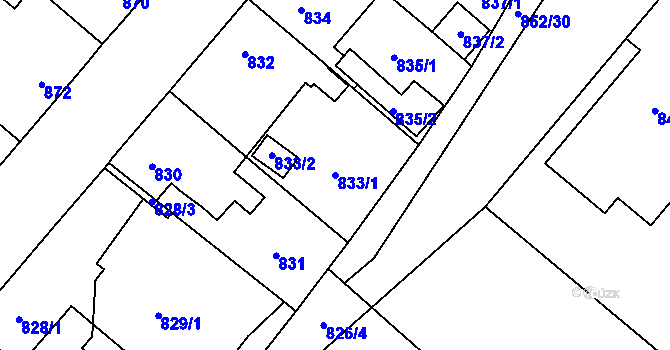 Parcela st. 833/1 v KÚ Suchdol nad Lužnicí, Katastrální mapa