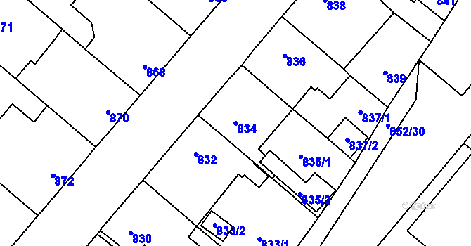 Parcela st. 834 v KÚ Suchdol nad Lužnicí, Katastrální mapa