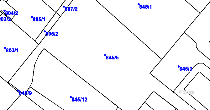 Parcela st. 845/5 v KÚ Suchdol nad Lužnicí, Katastrální mapa