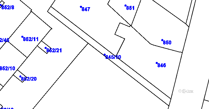 Parcela st. 845/10 v KÚ Suchdol nad Lužnicí, Katastrální mapa