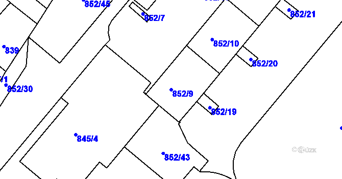 Parcela st. 852/9 v KÚ Suchdol nad Lužnicí, Katastrální mapa