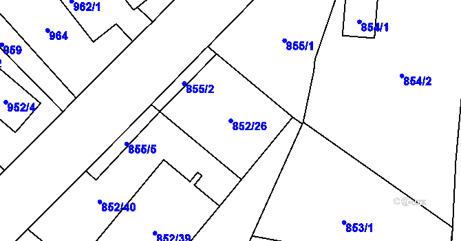 Parcela st. 852/26 v KÚ Suchdol nad Lužnicí, Katastrální mapa
