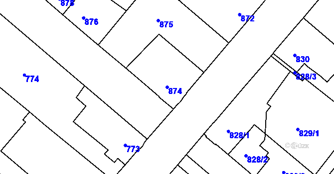 Parcela st. 874 v KÚ Suchdol nad Lužnicí, Katastrální mapa