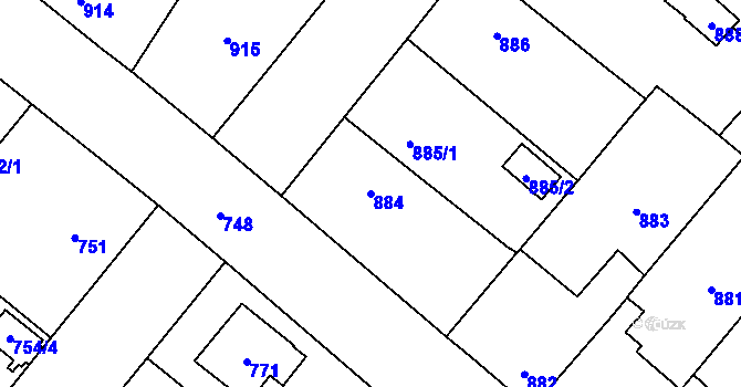 Parcela st. 884 v KÚ Suchdol nad Lužnicí, Katastrální mapa