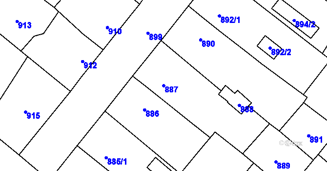 Parcela st. 887 v KÚ Suchdol nad Lužnicí, Katastrální mapa