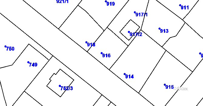 Parcela st. 916 v KÚ Suchdol nad Lužnicí, Katastrální mapa
