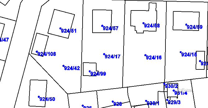 Parcela st. 924/17 v KÚ Suchdol nad Lužnicí, Katastrální mapa