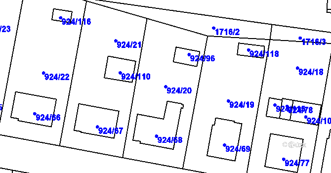 Parcela st. 924/20 v KÚ Suchdol nad Lužnicí, Katastrální mapa