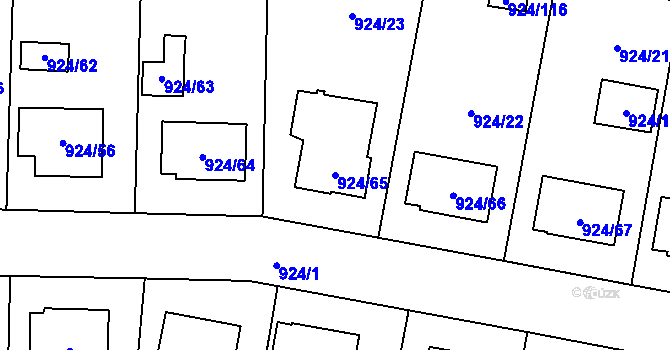 Parcela st. 924/65 v KÚ Suchdol nad Lužnicí, Katastrální mapa
