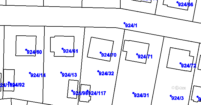 Parcela st. 924/70 v KÚ Suchdol nad Lužnicí, Katastrální mapa