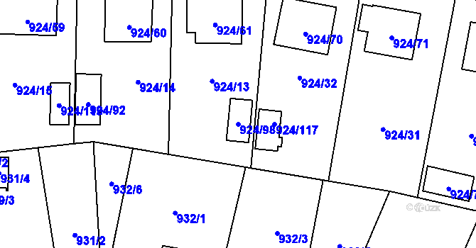 Parcela st. 924/98 v KÚ Suchdol nad Lužnicí, Katastrální mapa