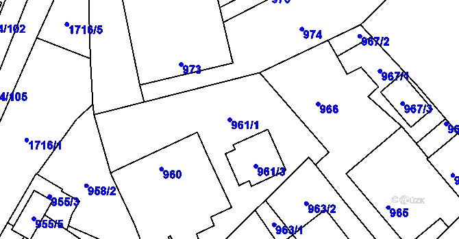 Parcela st. 961/1 v KÚ Suchdol nad Lužnicí, Katastrální mapa