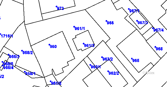 Parcela st. 961/3 v KÚ Suchdol nad Lužnicí, Katastrální mapa