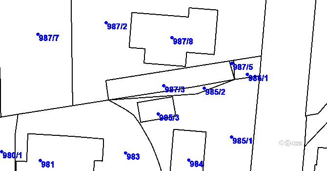 Parcela st. 987/3 v KÚ Suchdol nad Lužnicí, Katastrální mapa