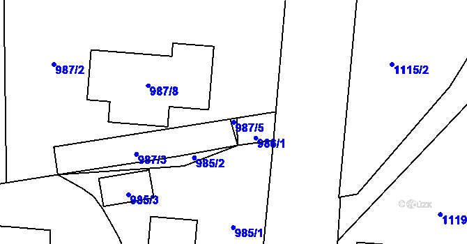 Parcela st. 987/5 v KÚ Suchdol nad Lužnicí, Katastrální mapa