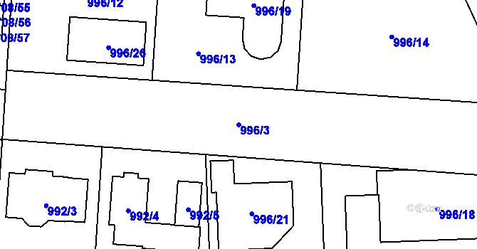 Parcela st. 996/3 v KÚ Suchdol nad Lužnicí, Katastrální mapa