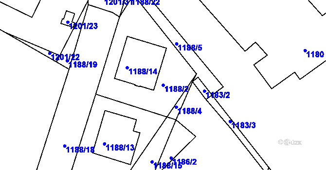 Parcela st. 1188/2 v KÚ Suchdol nad Lužnicí, Katastrální mapa