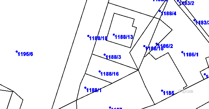 Parcela st. 1188/3 v KÚ Suchdol nad Lužnicí, Katastrální mapa