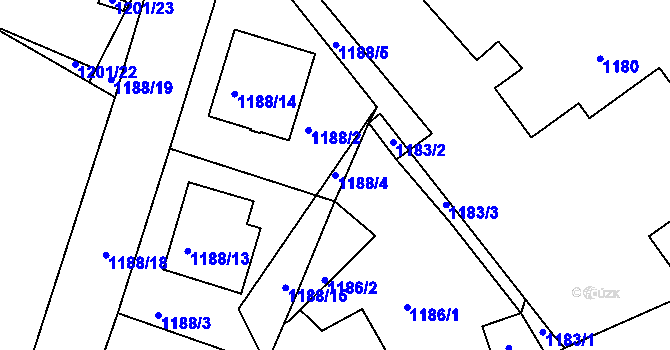 Parcela st. 1188/4 v KÚ Suchdol nad Lužnicí, Katastrální mapa