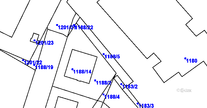 Parcela st. 1188/5 v KÚ Suchdol nad Lužnicí, Katastrální mapa