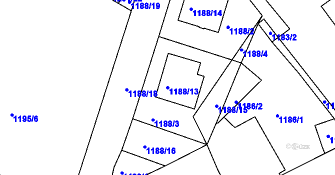 Parcela st. 1188/13 v KÚ Suchdol nad Lužnicí, Katastrální mapa