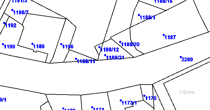 Parcela st. 1188/21 v KÚ Suchdol nad Lužnicí, Katastrální mapa