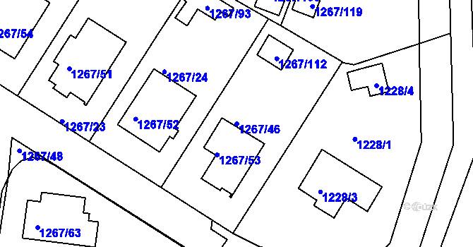 Parcela st. 1267/46 v KÚ Suchdol nad Lužnicí, Katastrální mapa
